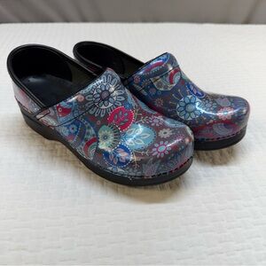 Dansko Blue and Pink Floral Women's Clogs